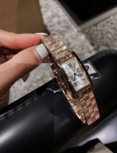 Cartier Imported Quartz Movement 316L Steel Rose Gold Case19*35MM White Watch